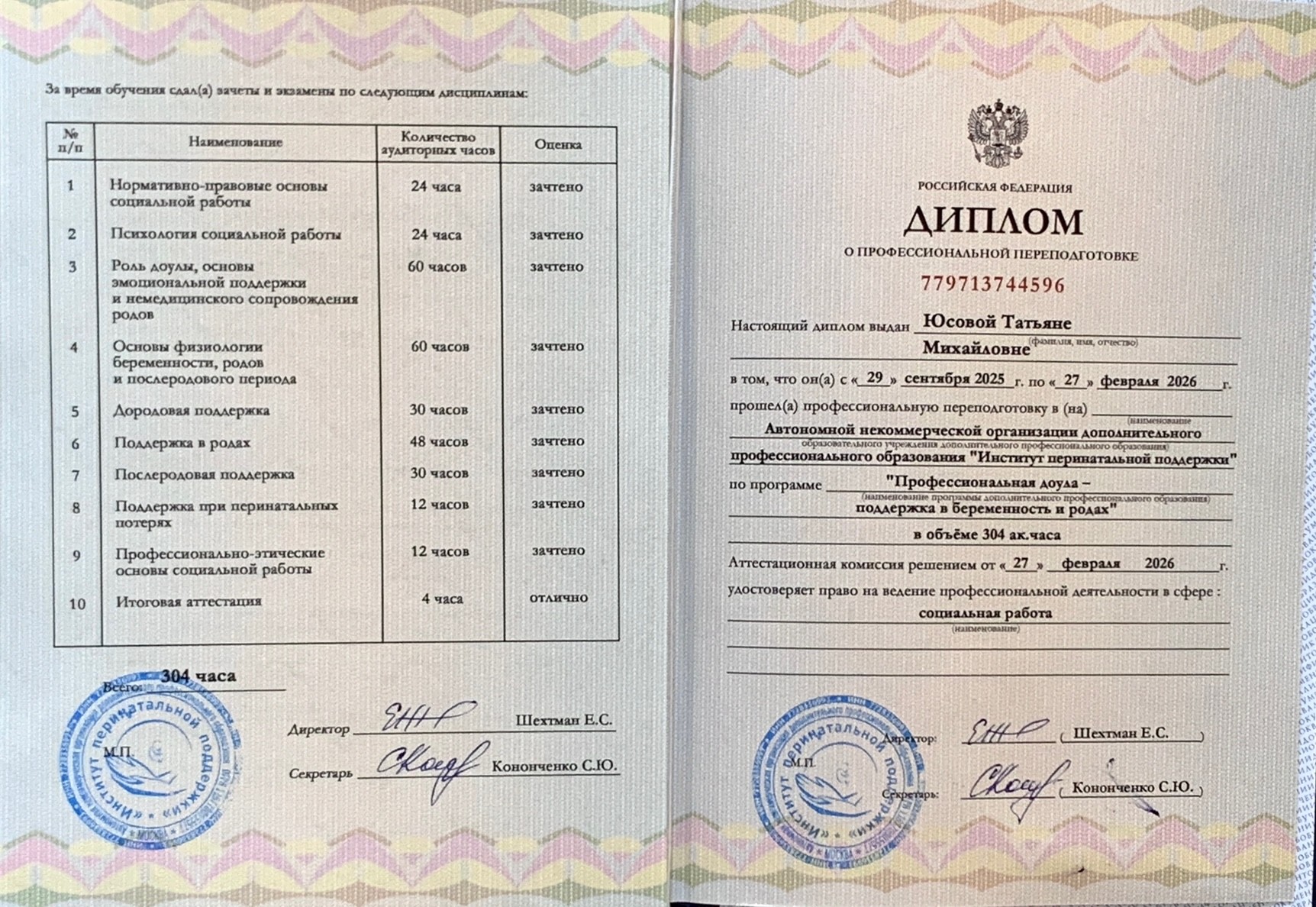 Диплом о профессиональной переподготовке